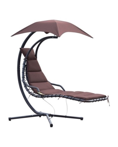 Transat bain de soleil suspendu marron