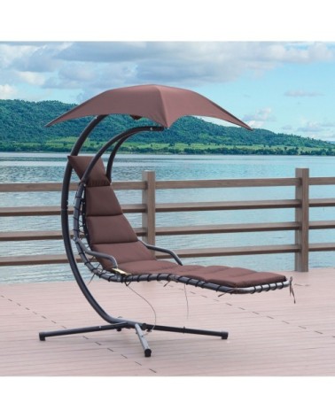 Transat bain de soleil suspendu marron