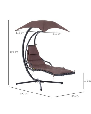 Transat bain de soleil suspendu marron