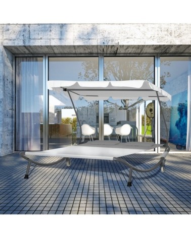 Bain de soleil 2 places design contemporain crème