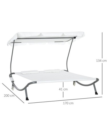 Bain de soleil 2 places design contemporain crème