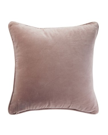 Coussin en velours coton rose palmier doré brodé 45x45