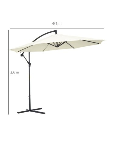 Parasol déporté octogonal crème