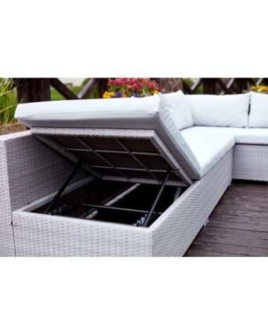 Salon de jardin encastrable 10 places en résine gris/gris