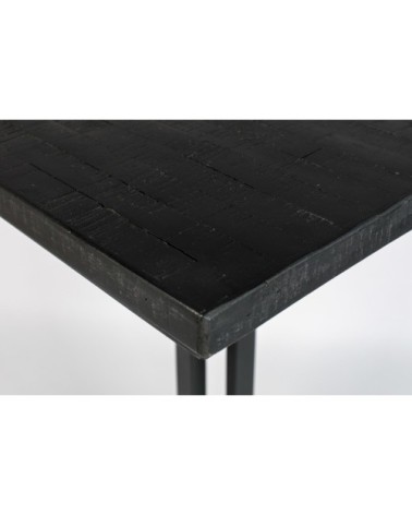 Table de bar carrée en bois et métal H110cm noir