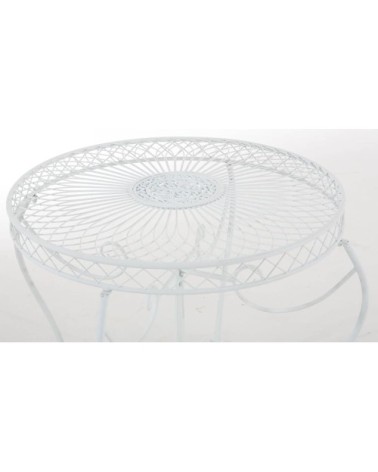 Table de jardin avec plateau rond en métal Blanc