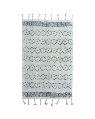 Tapis berbère en coton imprimé noir et beige 350x250