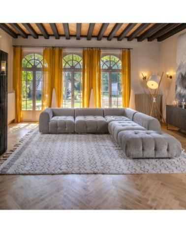 Tapis berbère en coton imprimé noir et beige 350x250