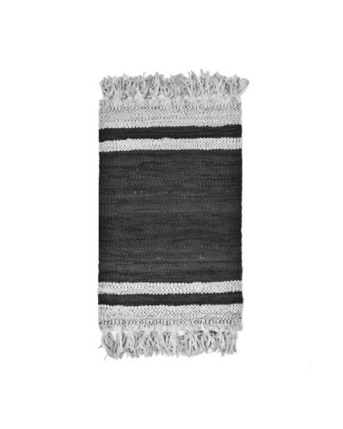 Tapis en cuir recyclé noir et gris 80x60
