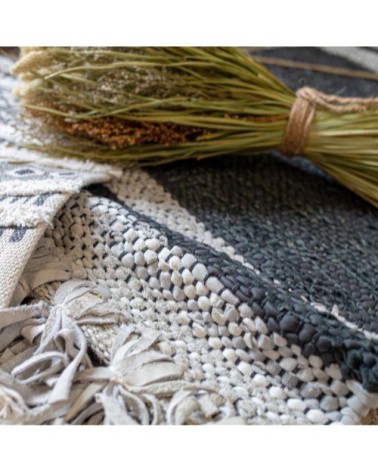 Tapis en cuir recyclé noir et gris 80x60