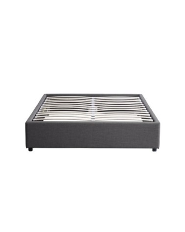 Cadre de lit TEO- Sommier relevable à lattes en tissu - gris - 140 cm