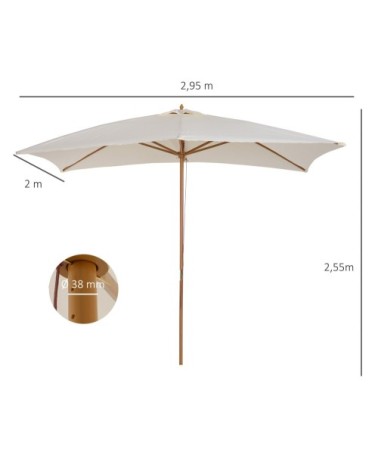 Parasol droit rectangulaire crème