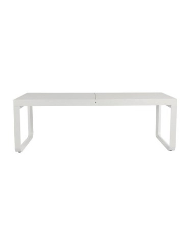 Table extérieur aluminium extensible plateau en verre 12 places blanc