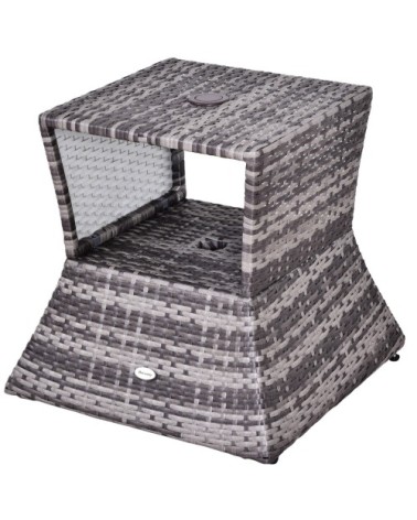 Pied de parasol table basse 2 en 1 résine tressée gris