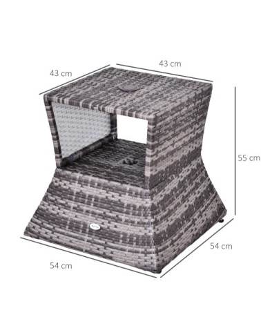 Pied de parasol table basse 2 en 1 résine tressée gris