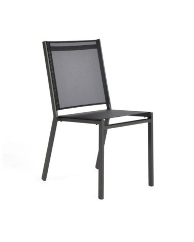 Chaise de jardin empilable aluminium et textilène gris anthracite
