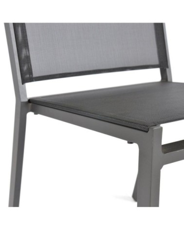 Chaise de jardin empilable aluminium et textilène gris anthracite