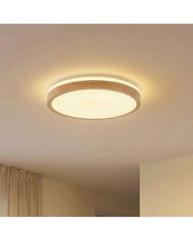 Plafonnier led en bois marron