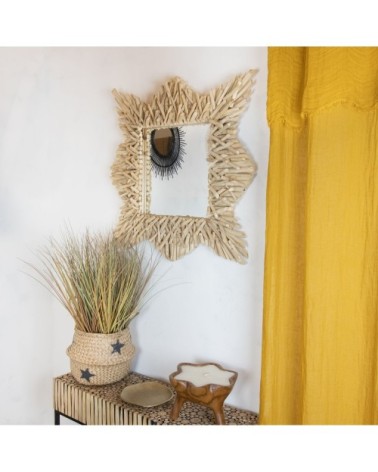 Miroir en branches de teck 80x80