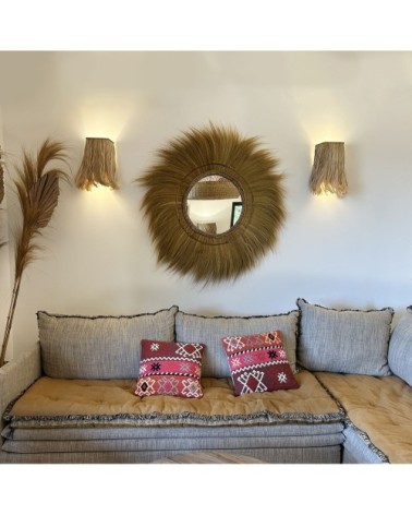 Miroir géant en feuilles de bananier D130