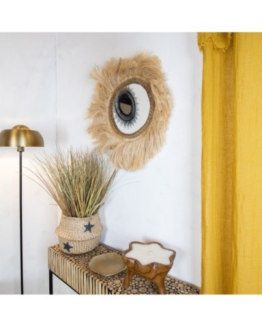 Miroir en feuilles d'abaca D60