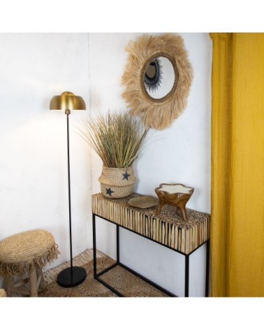 Miroir en feuilles d'abaca D60