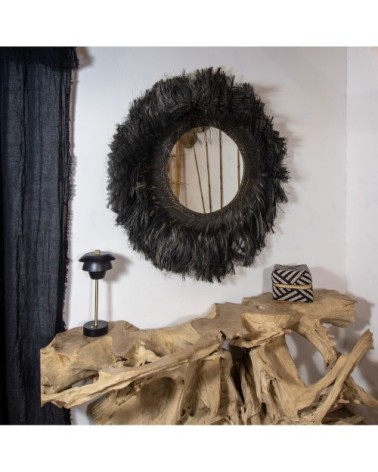 Miroir en feuilles d'abaca D90