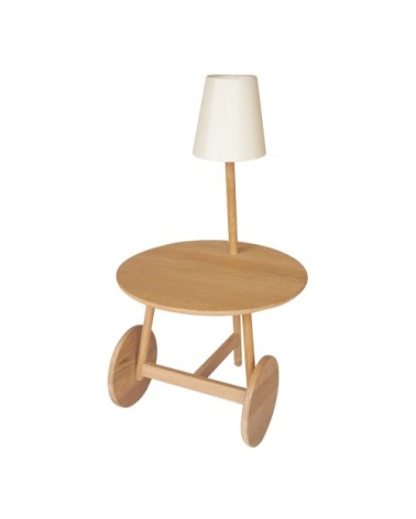 Table d'appoint en teck avec lampe