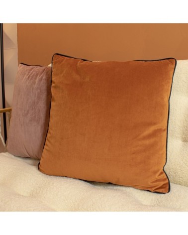 Coussin en velours terracotta et noir 40x40