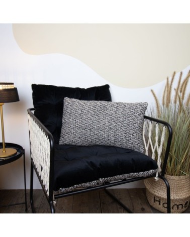 Coussin en coton chiné beige et noir 30x50