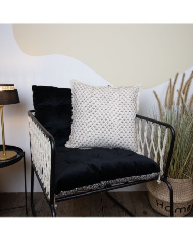 Coussin en coton imprimé avec franges terracotta 40x40