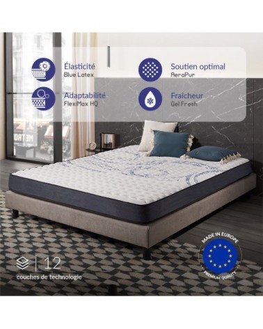 Pack de 2 matelas 90x190 cm - Blue Latex - Mousse HR