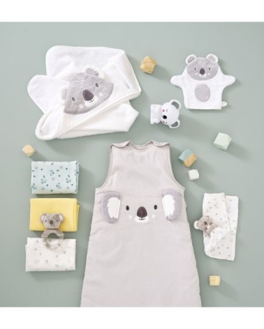 Doudou bébé en coton gris et blanc