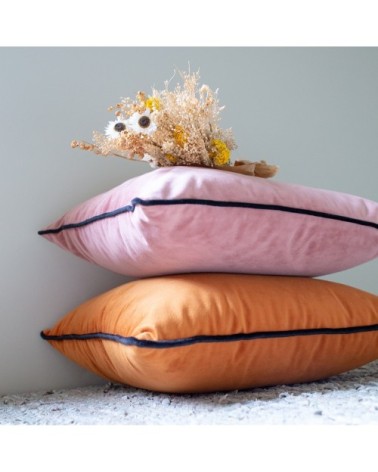 Coussin en velours rose et noir 40x40
