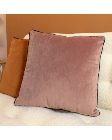 Coussin en velours rose et noir 40x40