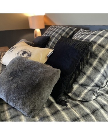 Coussin en rex rabbit gris 30x40