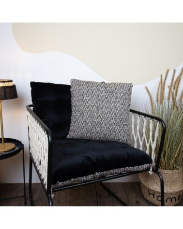 Coussin en coton chiné beige et noir 40x40