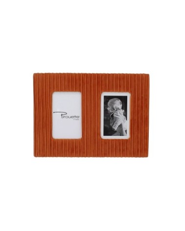 Cadre photo en velours plissé terracotté 33x24