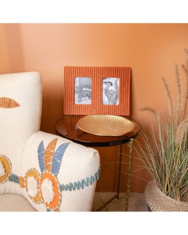 Cadre photo en velours plissé terracotté 33x24