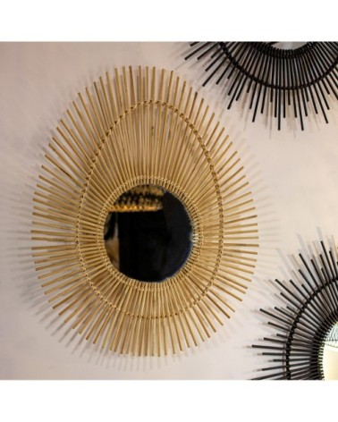 Miroir ovale en bambou 60x48