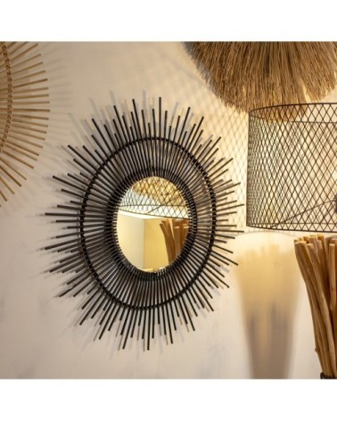 Miroir en bambou noir D61cm