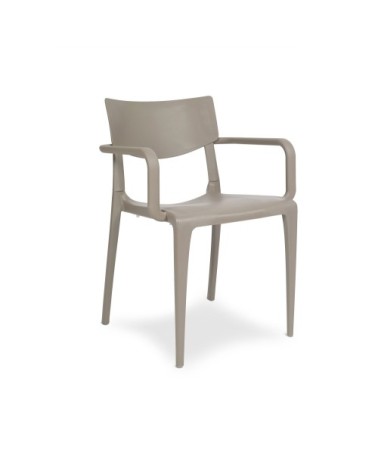 Fauteuil de jardin empilable en polypropylène renforcé taupe