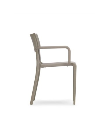 Fauteuil de jardin empilable en polypropylène renforcé taupe