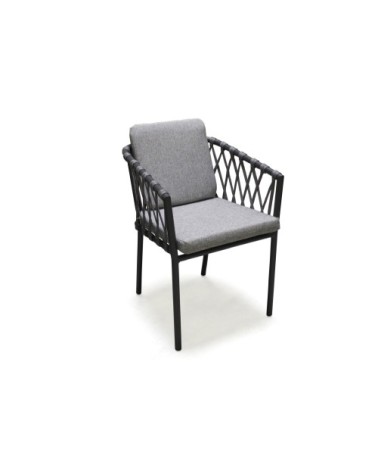 Fauteuil en aluminium et corde gris anthracite