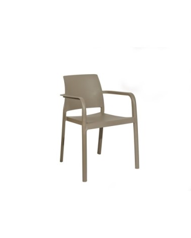 Fauteuil de jardin empilable en polypropylène renforcé taupe