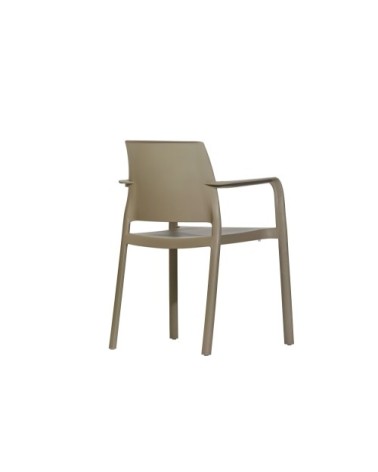 Fauteuil de jardin empilable en polypropylène renforcé taupe