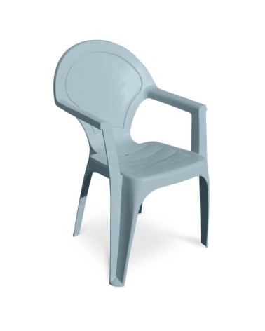 Fauteuil empilable en polypropylène renforcé bleu gris