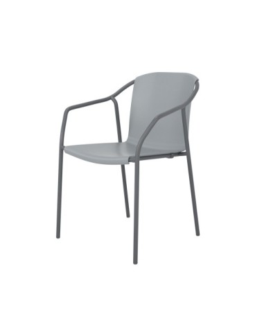 Fauteuil de jardin en alu laqué et polypropylène bleu gris