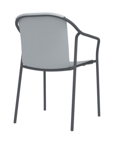 Fauteuil de jardin en alu laqué et polypropylène bleu gris