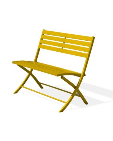 Banc de jardin pliant en aluminium jaune moutarde